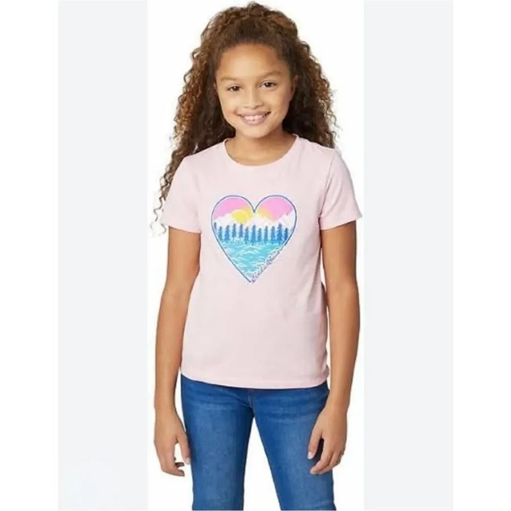 Eddie Bauer pink graphic tee & confetti legging set sz L(14/16)
